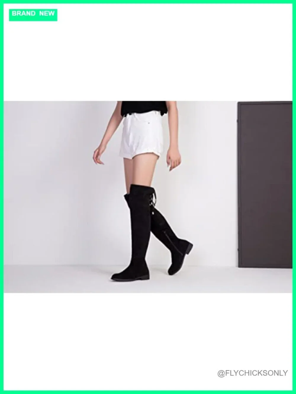 Faux Suede Over the Knee High Boots Low Flat Heel Thigh High Boots for Women